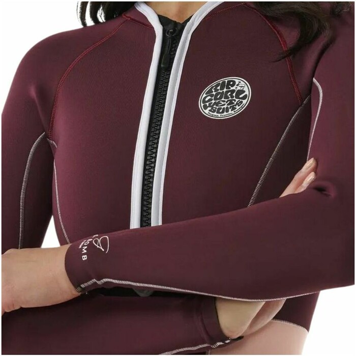 2024 Rip Curl Womens G-Bomb 1mm Hi-Cut Long Sleeve Shorty Wetsuit 13FWSP - Plum